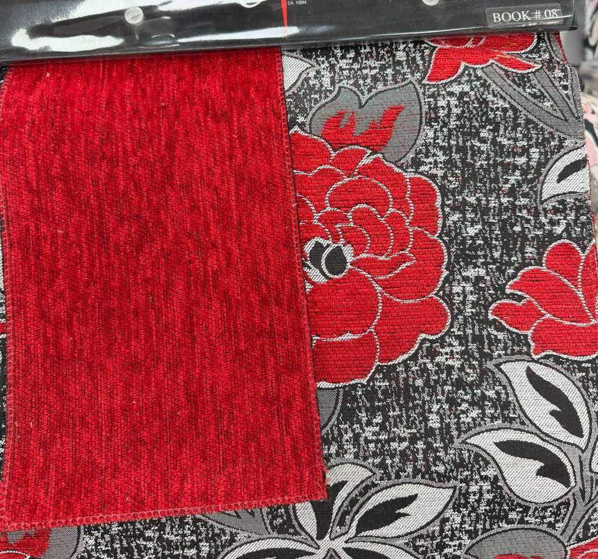 Jacquard à la rose · rouge sur charbon.